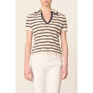 NEW VANESSABRUNO gillis polo in ecru/marine